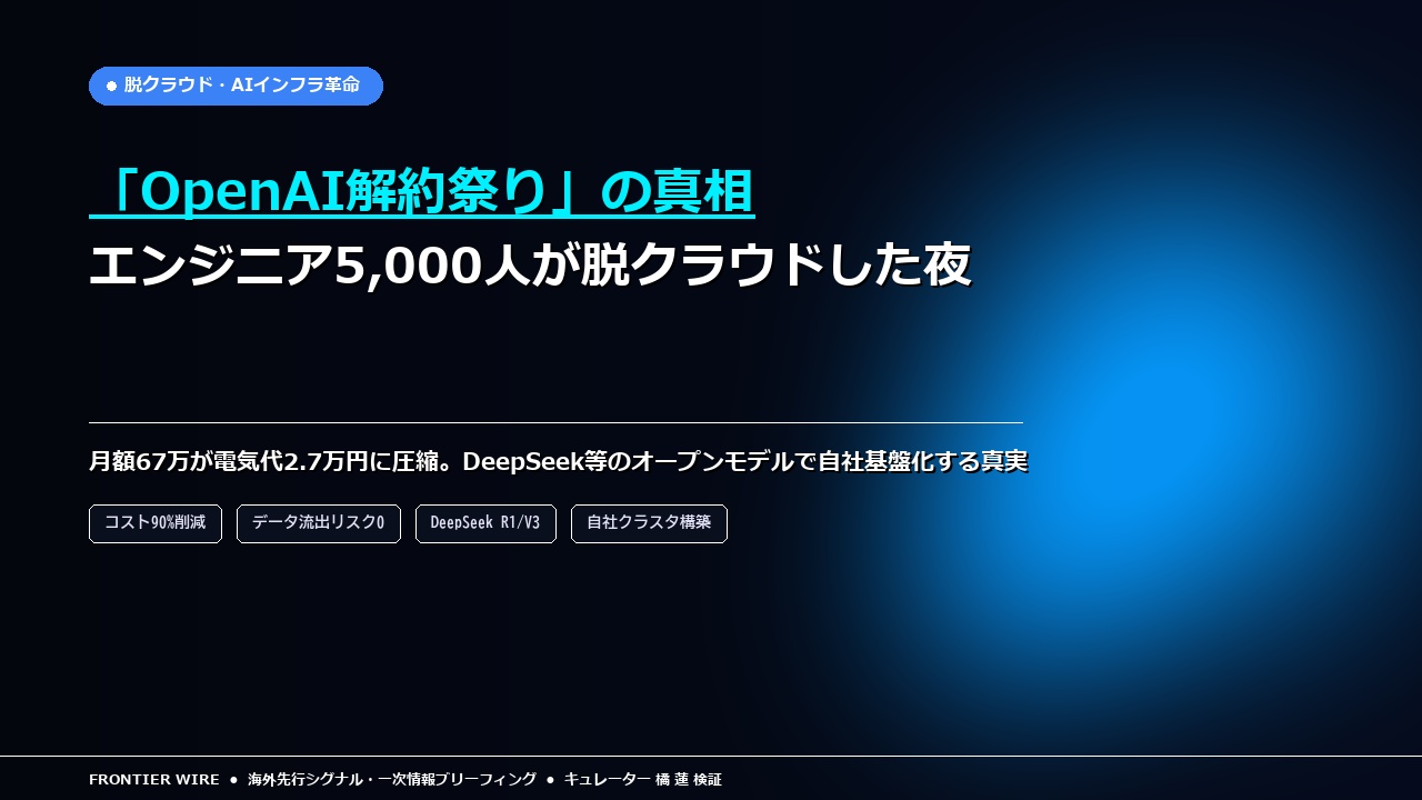 「OpenAI解約祭り」シリコンバレーで5,000人が自社サーバーへ逃げ出した夜