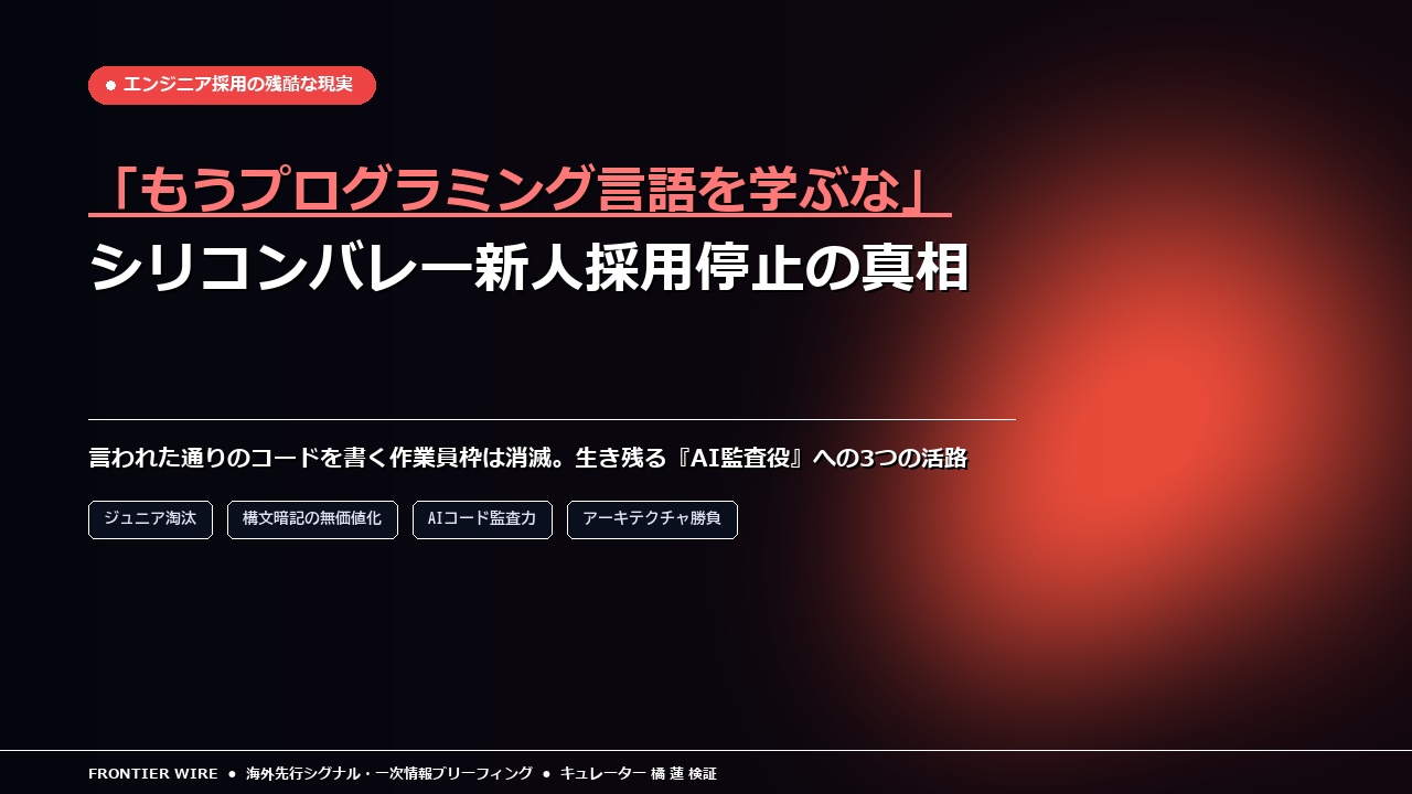 「もう言語を学ぶな」シリコンバレーが新人採用を全面停止した理由と3つの活路