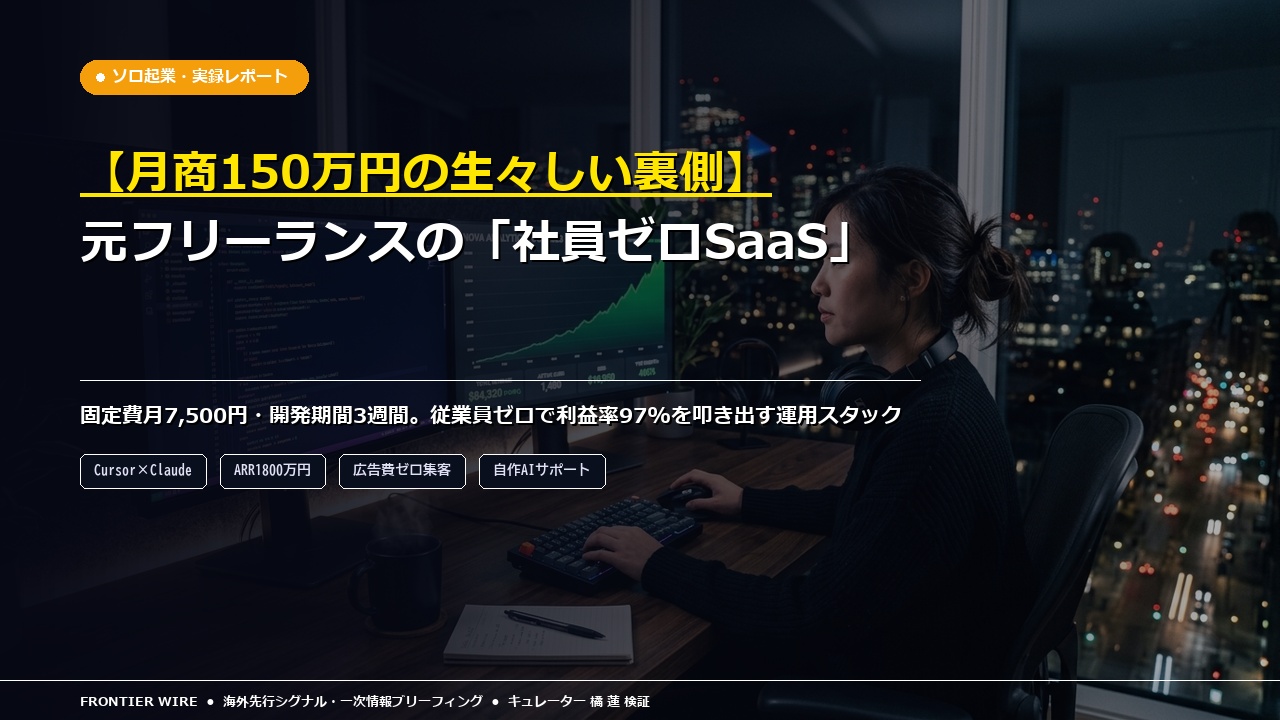 【月商150万の裏側】元フリーランスがCursorで作った「社員ゼロSaaS」の全貌